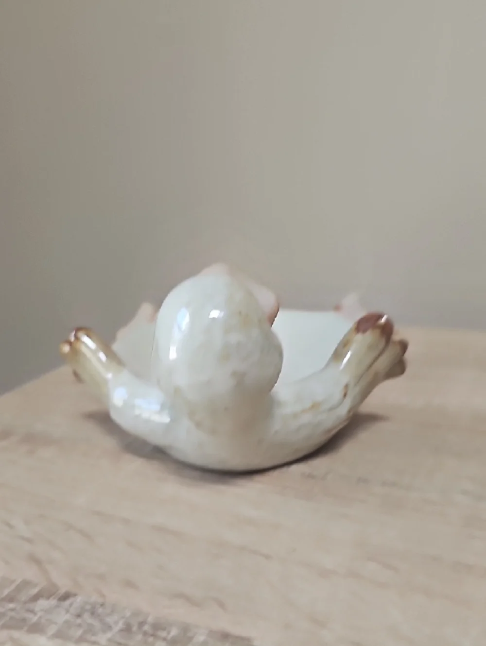 White Ceramic Glazed Pottery Duck Decorative Trinket Or Soap Dish Whimsy & Cute